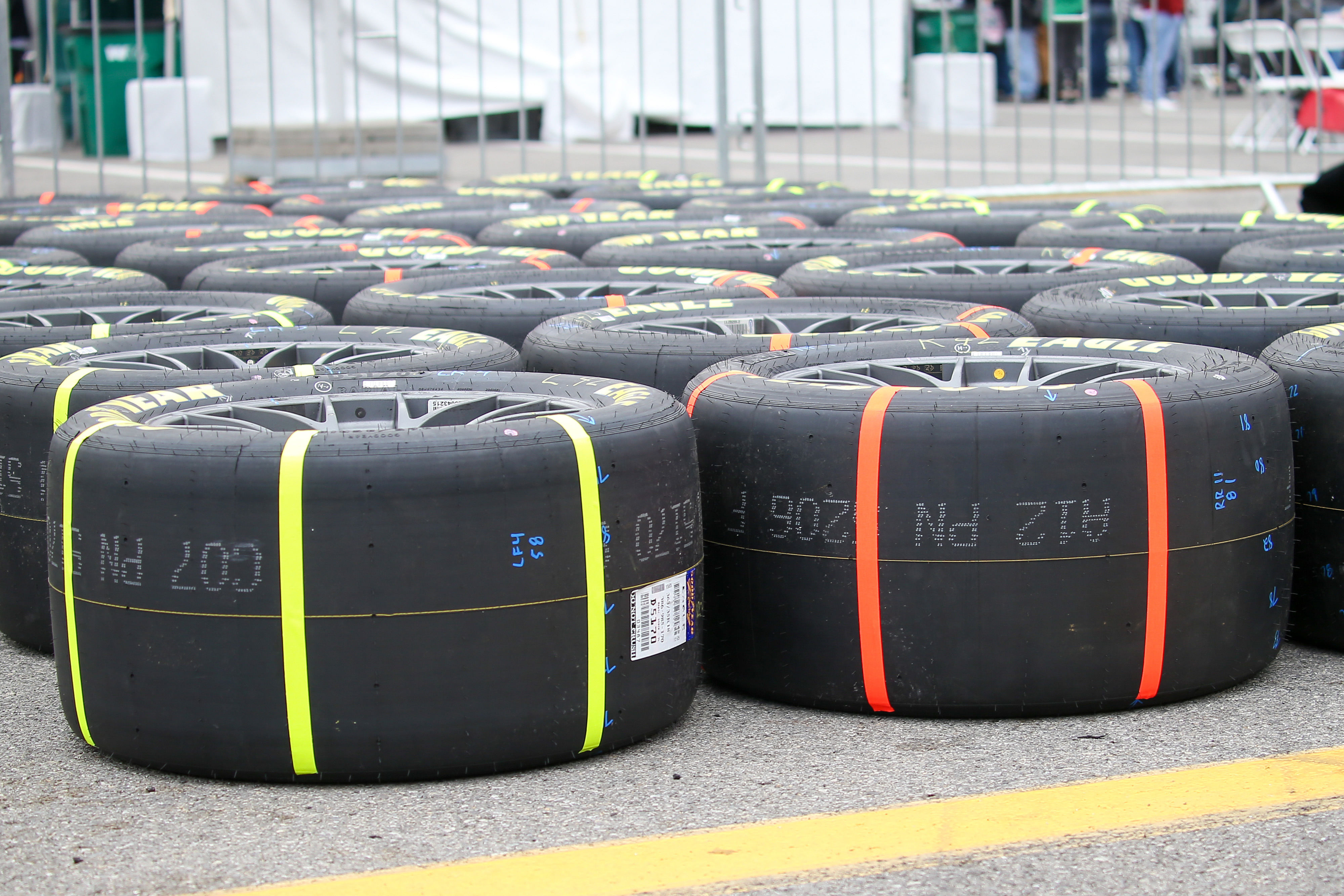 New Goodyear tires during the NASCAR Food City 500 at Bristol Motor Speedway. Source: Imagn